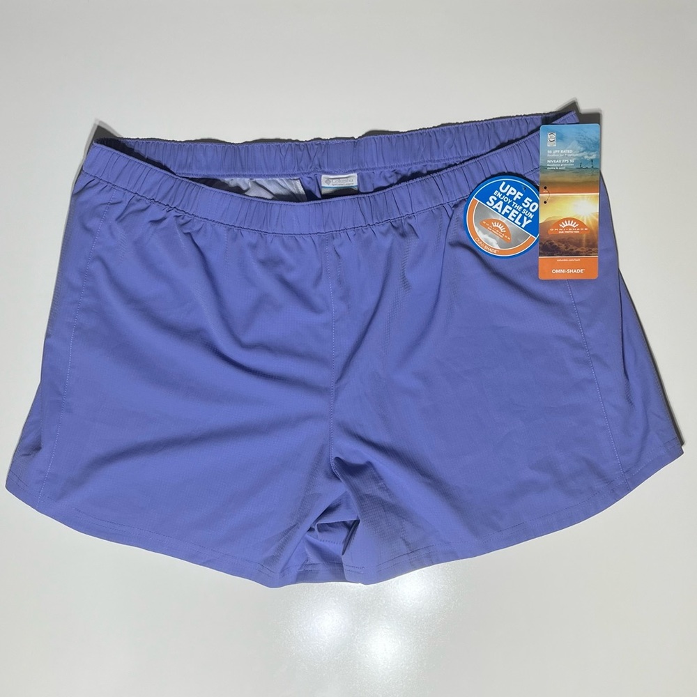 Columbia Women’s PFG Omni Shade UPF 50 2XL Blue Shorts NWT Hiking Water Elastic